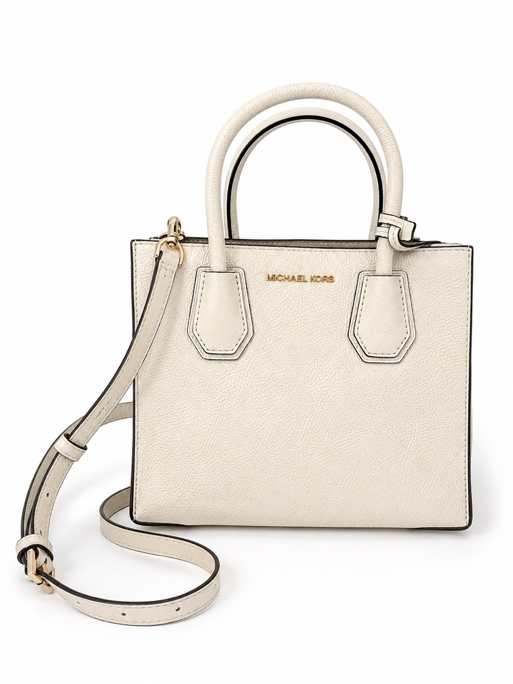 Michael Kors Pebbled Leather Satchel Crossbody Bag Cream